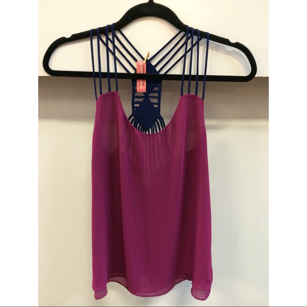 Naked Zebra two tone X back cami